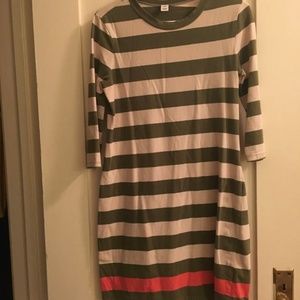 Casual Quarter length sleeve striped dress
